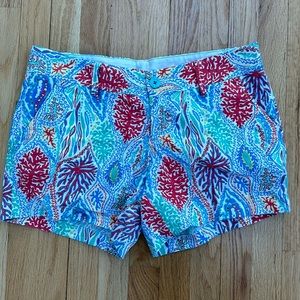 Lilly Pulitzer Multicolor Coral Reef Print Shorts - Blue, Red, Aqua